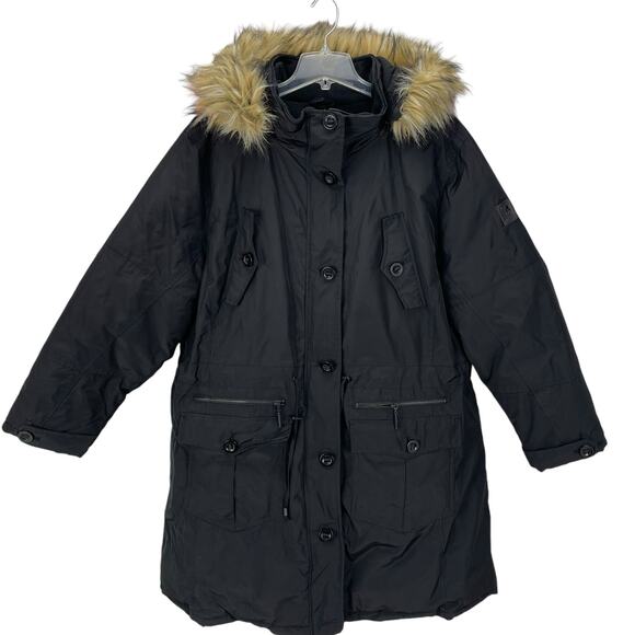 NWT $148 ROCA WEAR CLASSIC Women's HOODED PARKA Faux Fur Trim Black PLUS SIZE 3X - Picture 1 of 8